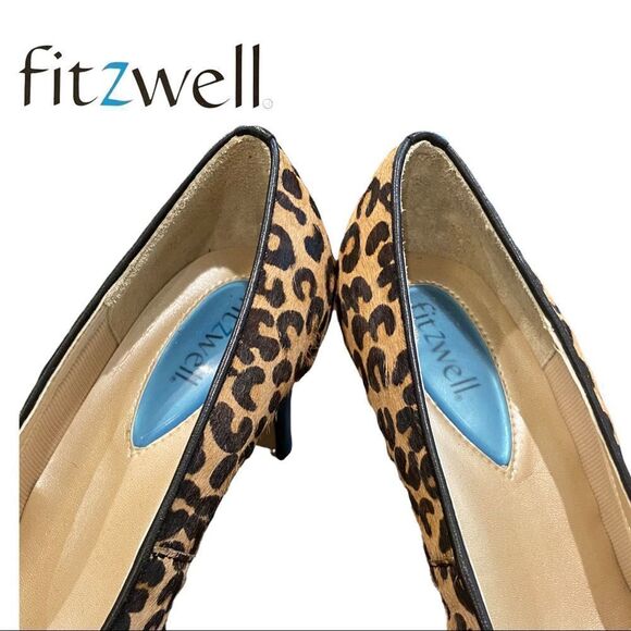 Fitzwell Women's Animal Print Calf Hair Leather Low Heels 6 6WW Wide - Picture 3 of 5